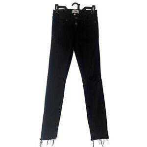 Paige Verdugo Crop Jeans Women's Size 24 Black Denim Frayed Hem Stretch Skinny